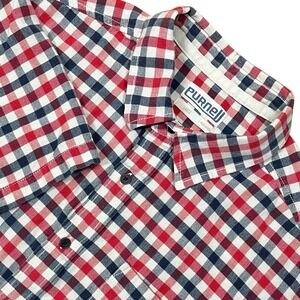 Purnell Brushed Cotton Short Sleeve Shirt Mens L Gingham Check Button Up Casual